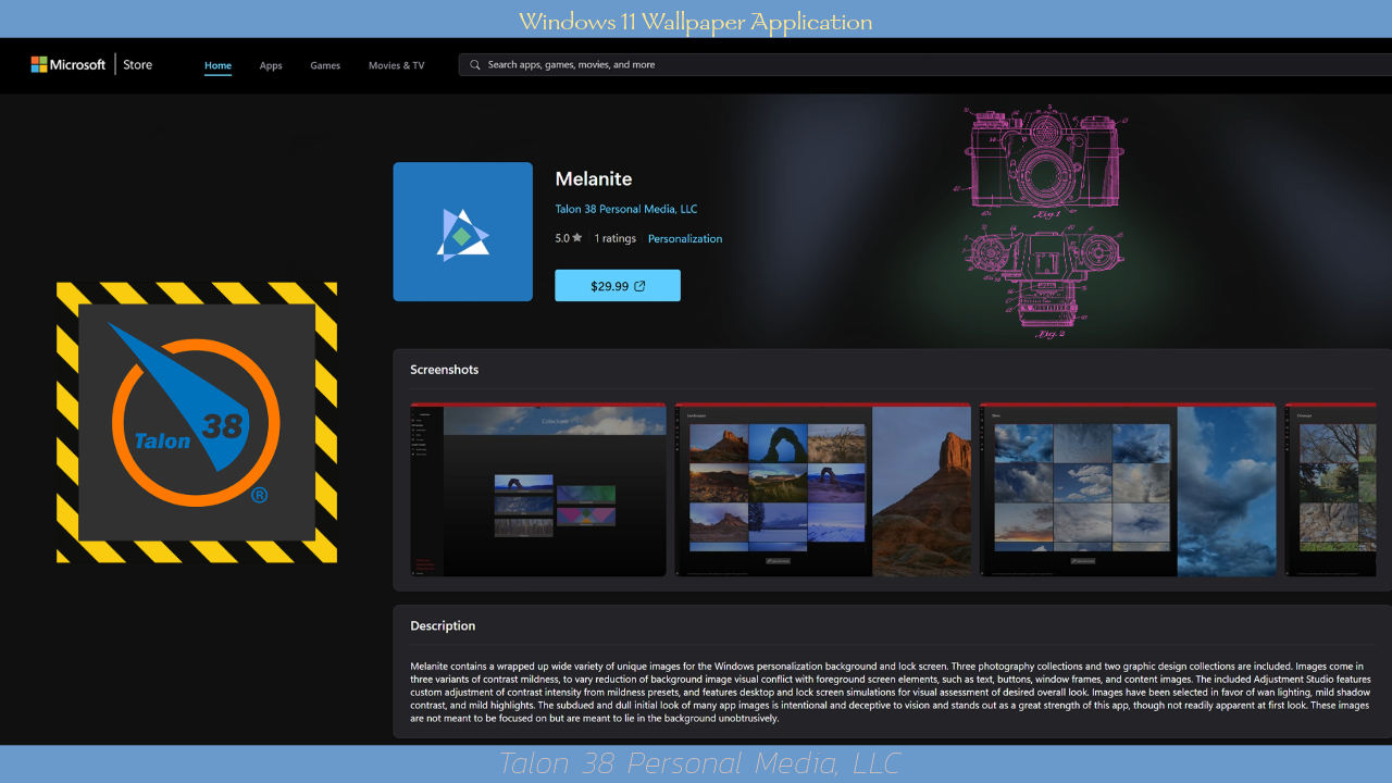 Melanite page on the Microsoft Store